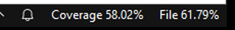 Visual Studio: the status bar's two items, the run's score and the open file's